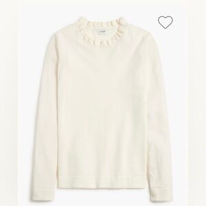 J. Crew Cream Long Sleeve Ruffle Neck Top